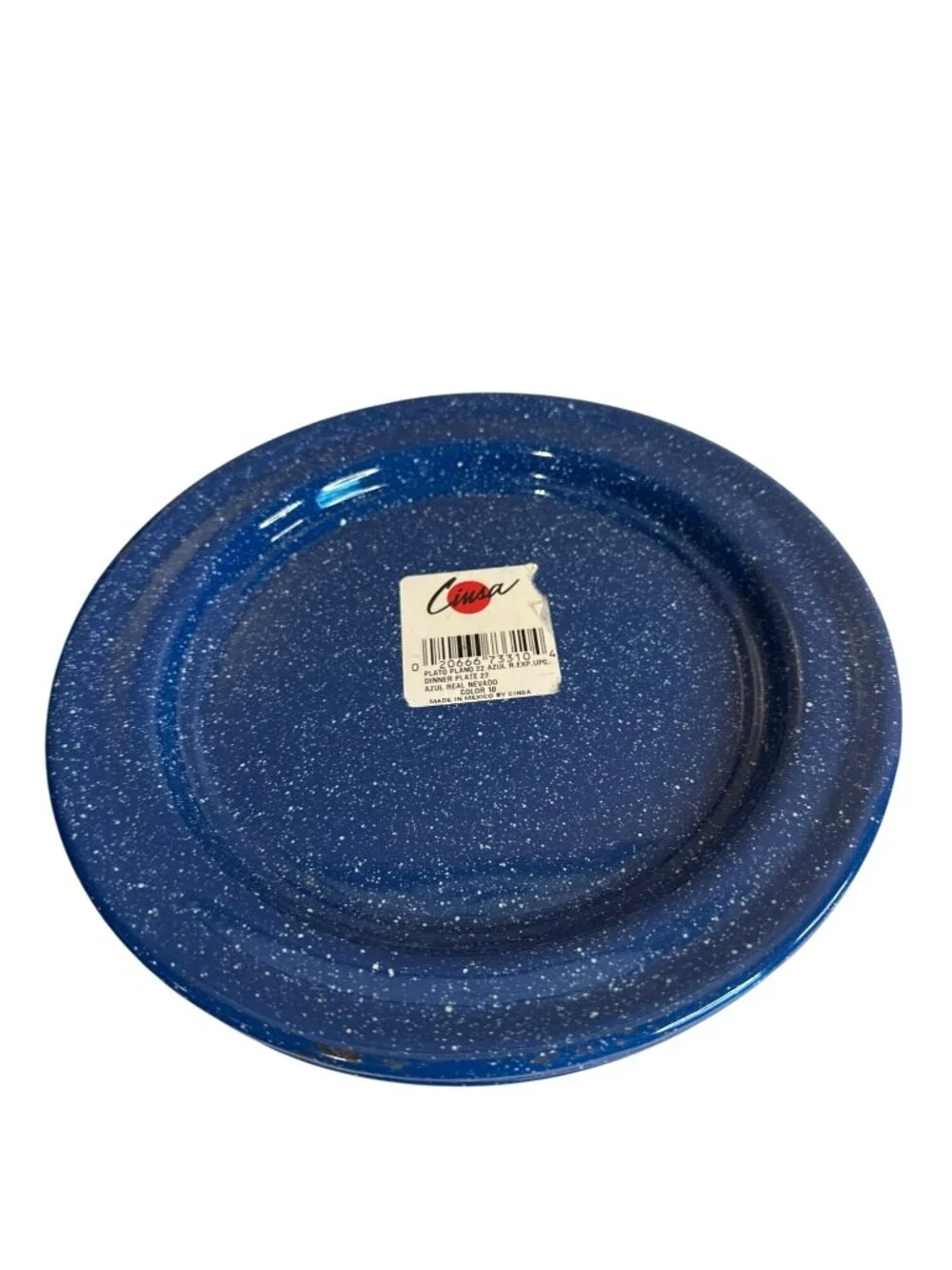 Vintage Cinsa Royal Speckled Enamelware set Plates Bowls 8 Pieces Blue